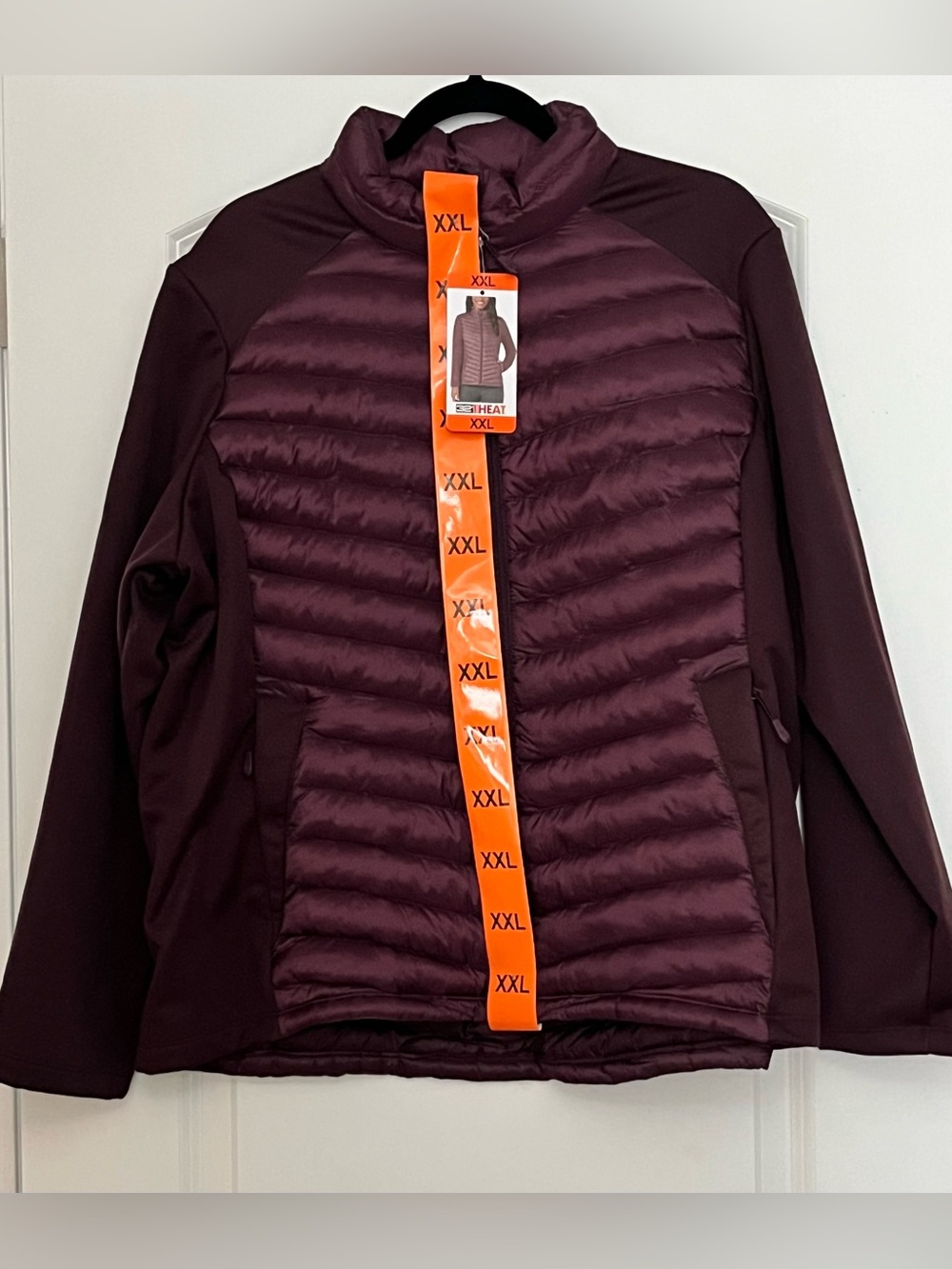 NWT 32 Degrees Heat Womens Burgundy Full Zip Puffer Jacket Fall Winter Gorpcore